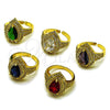 Anillo Multi Piedra 01.424.0002.2 Oro Laminado, Diseño de Cluster y Gota, con Verde and Blanca Zirconia Cubica, Pulido, Tono Dorado (One size fits all)