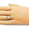 Anillo Multi Piedra 01.424.0003 Oro Laminado, Diseño de Cluster, con Blanca Zirconia Cubica, Pulido, Tono Dorado (One size fits all)