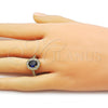 Anillo Multi Piedra 01.424.0003.3 Oro Laminado, Diseño de Cluster, con Zafiro Azul and Blanca Zirconia Cubica, Pulido, Tono Dorado (One size fits all)