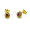 Arete Dormilona 02.156.0741.1 Oro Laminado, Diseño de Gota y Cluster, con Granate and Blanca Zirconia Cubica, Pulido, Tono Dorado