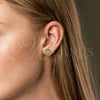 Arete Dormilona 02.156.0744.2 Oro Laminado, Diseño de Cluster, con Verde Zirconia Cubica and Blanca Micro Pave, Pulido, Tono Dorado