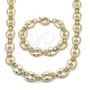 Collar y Pulsera 06.418.0002.18 Oro Laminado, Diseño de Puff Mariner, Pulido, Tono Dorado