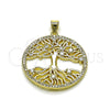 Dije Elegante 05.156.0219 Oro Laminado, Diseño de Ãrbol, con Blanca Zirconia Cubica and Blanca Micro Pave, Pulido, Tono Dorado