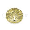 Dije Elegante 05.156.0222 Oro Laminado, Diseño de Ãrbol y Corazón, con Blanca Micro Pave, Pulido, Tono Dorado
