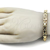 Pulsera Elegante 03.116.0047.2.09 Acero Inoxidable, Diseño de Llave Griega, Pulido, Dorado
