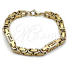 Pulsera Elegante 03.116.0047.2.09 Acero Inoxidable, Diseño de Llave Griega, Pulido, Tono Dorado (Thickness, 9 Inches Length)