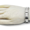 Pulsera Solida 03.116.0048.09 Acero Inoxidable, Diseño de Llave Griega, Pulido, Tono Plateado (Thickness, 9 Inches Length)