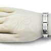 Pulsera Solida 03.116.0049.09 Acero Inoxidable, Diseño de Cruz, Pulido, Tono Plateado (Thickness, 9 Inches Length)