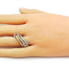 Anillo Multi Piedra 01.443.0006.1.07 Oro Laminado, con Blanca Zirconia Cubica, Pulido, Dos Tonos (Size 7)