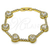 Pulsera Tennis 03.266.0064.07 Oro Laminado, Diseño de Corazón y Cluster, con Blanca Zirconia Cubica, Pulido, Tono Dorado (11 MM Thickness, 7 Inches Length)
