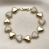Pulsera Tennis 03.266.0065.08 Oro Laminado, Diseño de Corazón, con Blanca Zirconia Cubica, Pulido, Tono Dorado (Thickness, 8 Inches Length)