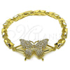 Pulsera Elegante 03.266.0068.08 Oro Laminado, Diseño de Mariposa, con Blanca Zirconia Cubica, Pulido, Tono Dorado (Thickness, 8 Inches Length)