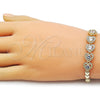 Pulsera Elegante 03.266.0071.08 Oro Laminado, Diseño de Corazon, con Zirconia Cubica Blanca, Pulido, Dorado