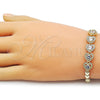 Pulsera Elegante 03.266.0071.08 Oro Laminado, Diseño de Corazón, con Blanca Zirconia Cubica, Pulido, Tono Dorado (Thickness, 8 Inches Length)