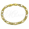Pulsera Básica 03.213.0433.08 Oro Laminado, Diseño de Mariner, Diamantado, Tres Tonos (06 MM Thickness, 8 Inches Length)