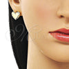 Arete Dormilona 02.213.0913 Oro Laminado, Diseño de Corazón, con Blanca Zirconia Cubica, Pulido, Tono Dorado