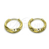 Argolla Huggie 02.195.0407.16 Oro Laminado, Diseño de Torcido, Pulido, Tono Dorado