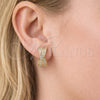 Argolla Huggie 02.266.0079.18 Oro Laminado, Diseño de Torcido, con Blanca Zirconia Cubica, Pulido, Tono Dorado