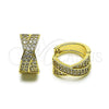 Argolla Huggie 02.266.0079.18 Oro Laminado, Diseño de Torcido, con Blanca Zirconia Cubica, Pulido, Tono Dorado