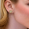 Arete Dormilona 02.283.0396 Oro Laminado, Diseño de Corazón y Baguette, con Blanca Zirconia Cubica, Pulido, Tono Dorado
