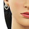 Arete Dormilona 02.283.0410 Oro Laminado, Diseño de Corazon, con Zirconia Cubica Blanca, Pulido, Dorado
