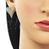 Arete Dormilona 02.283.0411 Oro Laminado, Diseño de Corazon, con Zirconia Cubica Blanca, Pulido, Dorado