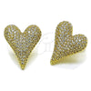 Arete Dormilona 02.283.0411 Oro Laminado, Diseño de Corazón, con Blanca Zirconia Cubica, Pulido, Tono Dorado