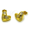 Arete Dormilona 02.282.0126 Oro Laminado, Diseño de Corazón, con Blanca Zirconia Cubica, Pulido, Tono Dorado