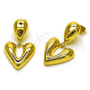 Arete Colgante 02.282.0127 Oro Laminado, Diseño de Corazón y Gota, Pulido, Tono Dorado