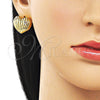 Arete Dormilona 02.282.0137 Oro Laminado, Diseño de Corazón, con Blanca Zirconia Cubica, Pulido, Tono Dorado