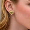 Arete Dormilona 02.282.0137 Oro Laminado, Diseño de Corazón, con Blanca Zirconia Cubica, Pulido, Tono Dorado