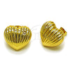 Arete Dormilona 02.282.0137 Oro Laminado, Diseño de Corazón, con Blanca Zirconia Cubica, Pulido, Tono Dorado