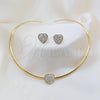 Collar y Dije 06.116.0141.1 Acero Inoxidable, Diseño de Corazón, con Blanca Cristal, Pulido, Tono Dorado