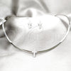 Collar y Dije 06.116.0142 Acero Inoxidable, Diseño de Cruz, con Blanca Cristal, Pulido, Rodinado