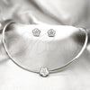 Collar y Dije 06.116.0144 Acero Inoxidable, Diseño de Flor, con Blanca Cristal, Pulido, Rodinado