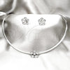Collar y Dije 06.116.0145 Acero Inoxidable, Diseño de Flor, con Blanca Cristal, Pulido, Rodinado