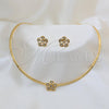 Collar y Dije 06.116.0145.1 Acero Inoxidable, Diseño de Flor, con Blanca Cristal, Pulido, Tono Dorado