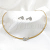 Collar y Dije 06.116.0147.1 Acero Inoxidable, Diseño de Delfín, con Blanca Cristal, Pulido, Tono Dorado