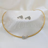 Collar y Dije 06.116.0147.1 Acero Inoxidable, Diseño de Delfín, con Blanca Cristal, Pulido, Tono Dorado