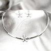 Collar y Dije 06.116.0149 Acero Inoxidable, Diseño de Flor, con Blanca Cristal, Pulido, Rodinado