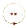 Collar y Dije 06.116.0153.1 Acero Inoxidable, Diseño de Corazón, con Rojo Naranja Cristal, Pulido, Tono Dorado