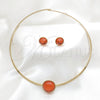 Collar y Dije 06.116.0154.1 Acero Inoxidable, con Rojo Naranja Cristal, Pulido, Tono Dorado