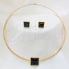 Collar y Dije 06.116.0155.2 Acero Inoxidable, con Negro Cristal, Pulido, Tono Dorado