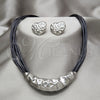 Collar y Dije 06.116.0187 Acero Inoxidable, Diseño de Corazón, Cuero Negro, Rodinado
