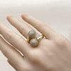 Anillo Multi Piedra 01.283.0058 Oro Laminado, Diseño de Bola, con Blanca Zirconia Cubica, Pulido, Tono Dorado (One size fits all)