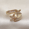 Anillo Multi Piedra 01.283.0065 Oro Laminado, Diseño de Flor y Baguette, con Blanca Zirconia Cubica, Pulido, Tono Dorado (One size fits all)