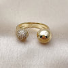 Anillo Multi Piedra 01.213.0080 Oro Laminado, Diseño de Bola, con Blanca Micro Pave, Pulido, Tono Dorado (One size fits all)