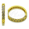 Argolla Huggie 02.237.0065.35 Oro Laminado, con Blanca Micro Pave, Pulido, Tono Dorado