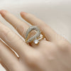 Anillo Multi Piedra 01.266.0076 Oro Laminado, Diseño de Gota, con Blanca Zirconia Cubica, Pulido, Tono Dorado (One size fits all)