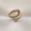 Anillo Multi Piedra 01.266.0076 Oro Laminado, Diseño de Gota, con Blanca Zirconia Cubica, Pulido, Tono Dorado (One size fits all)
